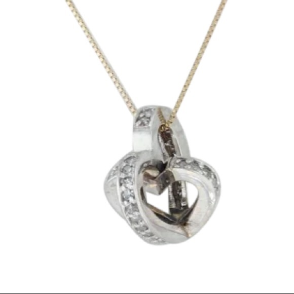 14k solid gold Diamond Heart Orb 3D Pendant Necklace - Picture 3 of 8